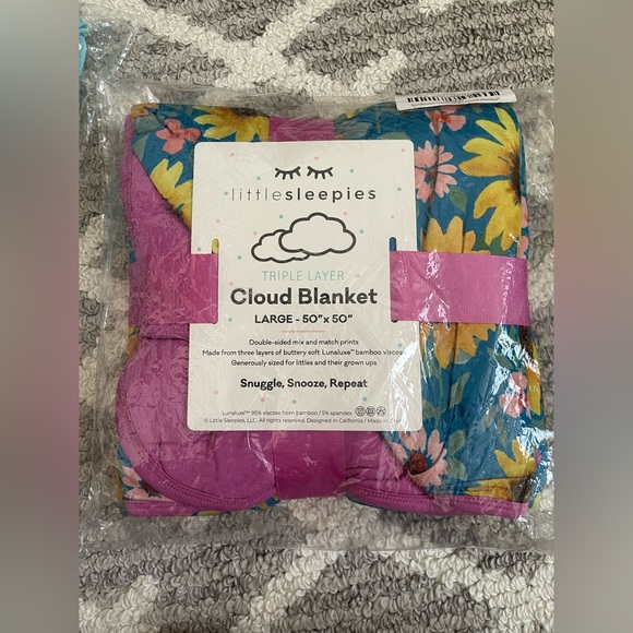 Little Sleepies Triple Layer Cloud Blanket - Blue and Yellow Floral